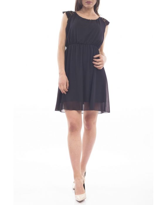 ROBE DENTELLE S9211 NOIR