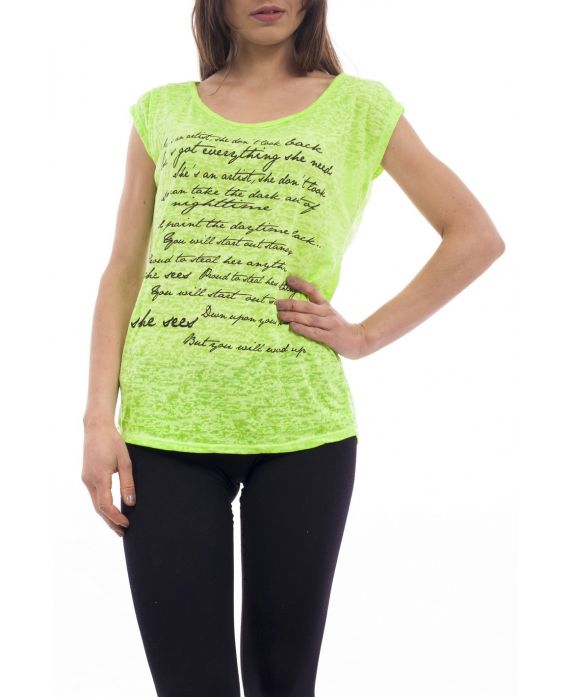 T-SHIRT WRITING S9208 GREEN F