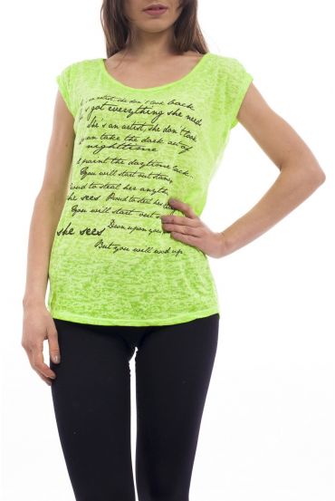 T-SHIRT SCRITTURE S9208 NEON VERDE