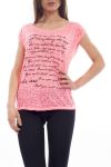 T-SHIRT WRITING S9208 CORAL