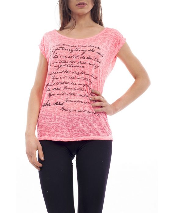 T-SHIRT WRITING S9208 CORAL