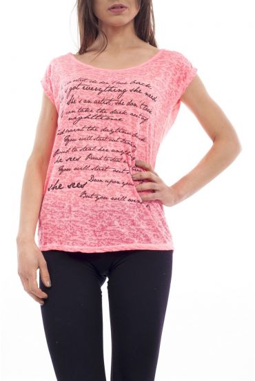 T-SHIRT WRITING S9208 CORAL
