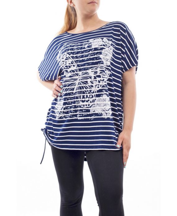 GRANDE TAILLE TSHIRT RAYE GT1087 MARINE