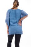 PLUS SIZE TUNIC BI-MATERIAL GT1094 BLEU