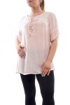 GRANDE TAILLE CHEMISIER A LACETS GT1083 ROSE