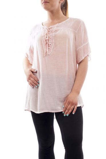 GROßE GRÖßE BLUSE HAT SPITZEN-UP GT1083 ROSA