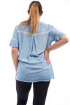 DI GRANDI DIMENSIONI CAMICETTA CON PIZZO-UP GT1083 BLU