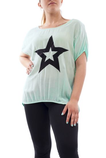 PLUS SIZE T-SHIRT STAR GT1080 PASTEL GREEN
