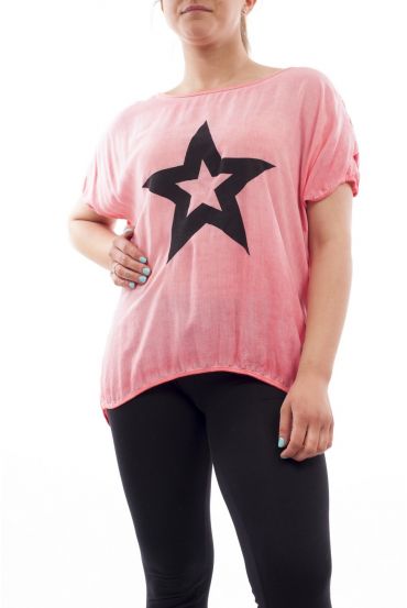 PLUS SIZE T-SHIRT STAR GT1080 CORAL