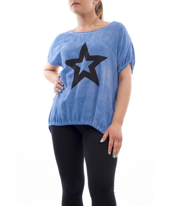 PLUS SIZE T-SHIRT STAR GT1080 BLUE