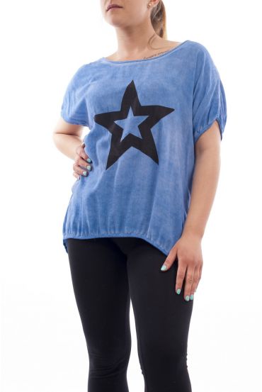 PLUS SIZE T-SHIRT STAR GT1080 BLUE