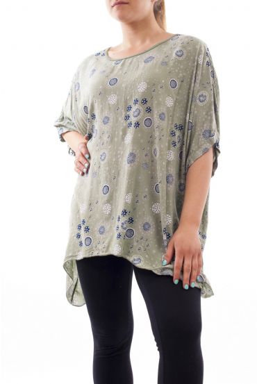GRANDE TAILLE TUNIQUE IMPRIMEE GT1086 TAUPE