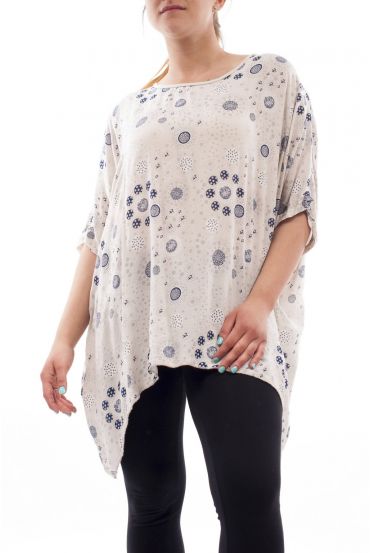 GRANDE TAILLE TUNIQUE IMPRIMEE GT1086 BEIGE