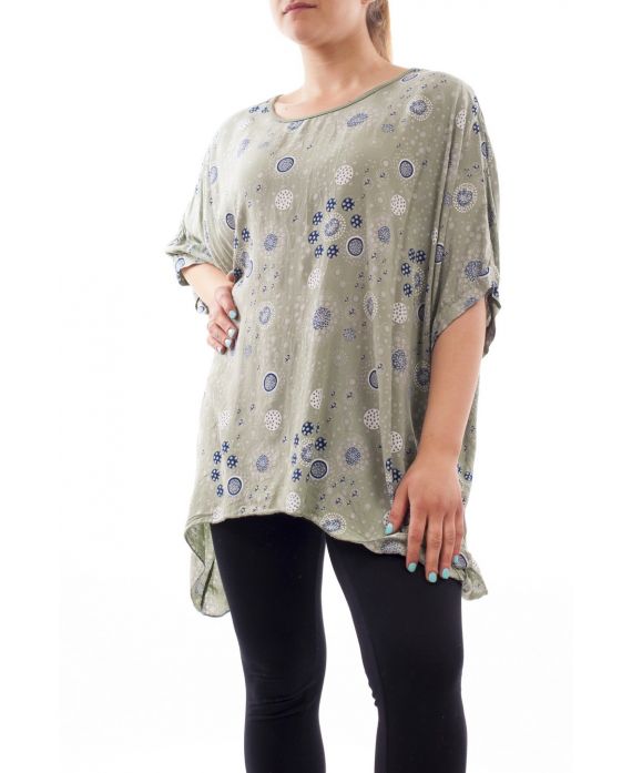 GRANDE TAILLE TUNIQUE IMPRIMEE GT1086 VERT MILITAIRE