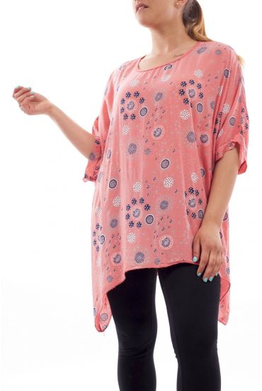 GRANDE TAILLE TUNIQUE IMPRIMEE GT1086 CORAIL