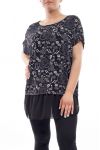 GRANDE TAILLE T-SHIRT BI-MATIERE GT1090 NOIR