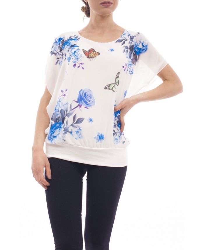 blue shirt with butterfly