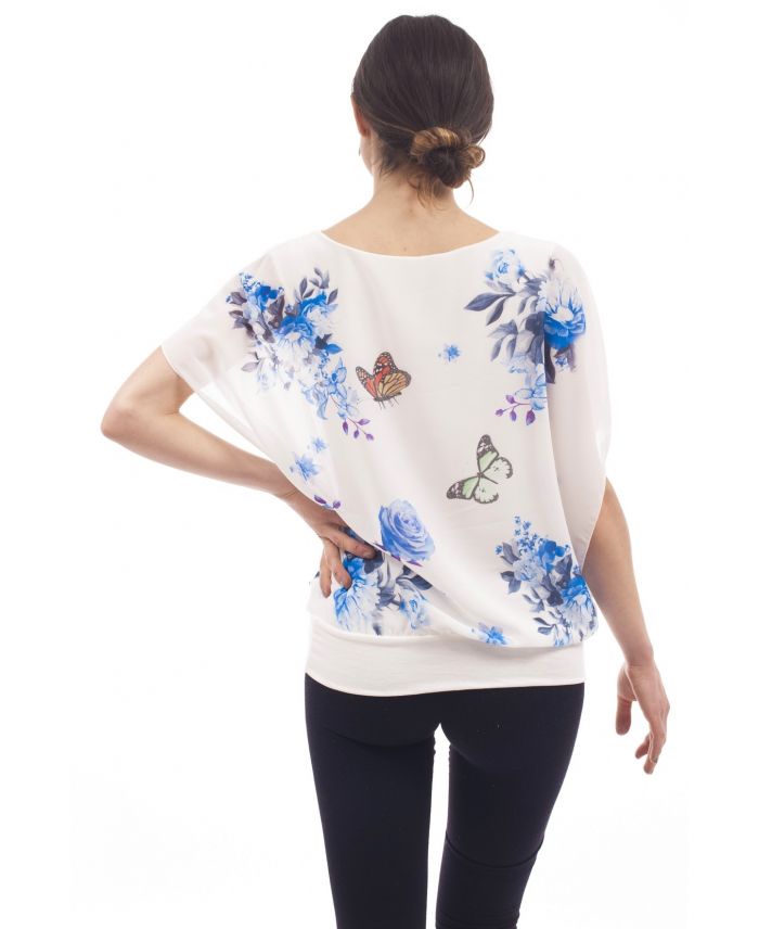 blue shirt with butterfly