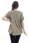 T-BOLSILLOS de la CAMISA de ENCAJE S9249 VERDE MILITAR