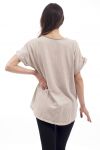 T-BOLSILLOS de la CAMISA de ENCAJE S9249 BEIGE