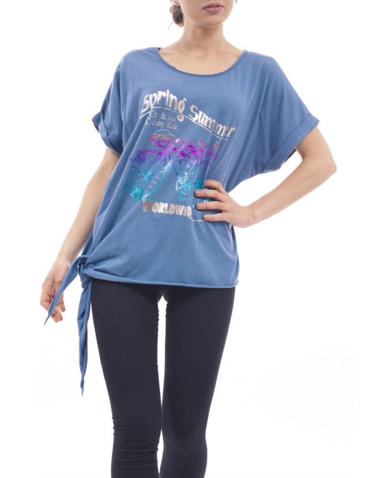 T-SHIRT DRUCKT S9235 BLAU