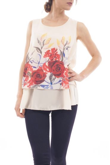 PRINTED TOP S9222 BEIGE
