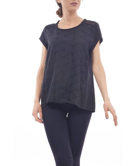T-SHIRT BRODERIE S9223 NOIR