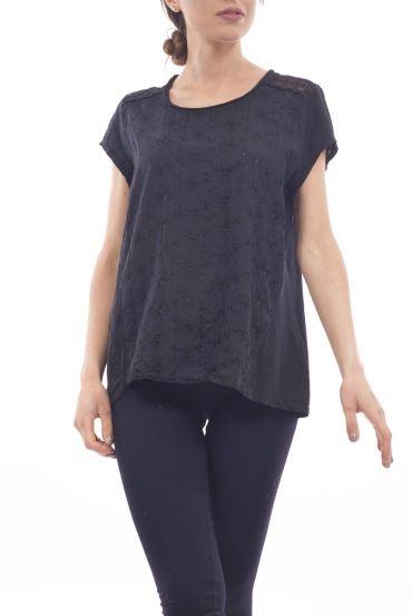 T-SHIRT con RICAMO S9223 NERO