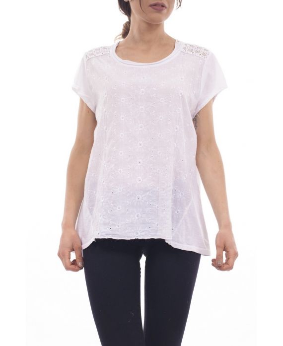 EMBROIDERED T-SHIRT S9223 WHITE