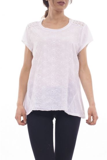 T-SHIRT BRODERIE S9223 BLANC