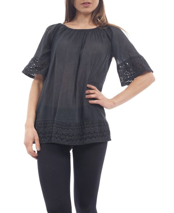 TUNICA in PIZZO S9244 NERO