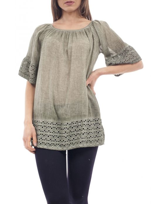 TUNIQUE DENTELLE S9244 VERT MILITAIRE