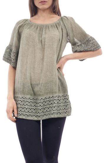 TUNIQUE DENTELLE S9244 VERT MILITAIRE
