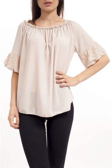 TOP CORTO in PIZZO S9238 BEIGE