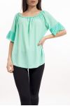 TOP CORTO in PIZZO S9238 VERDE PASTELLO
