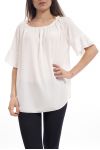 TOP MANCHES DENTELLES S9238 BLANC