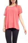T-SHIRT in PIZZO S9240 CORALLO