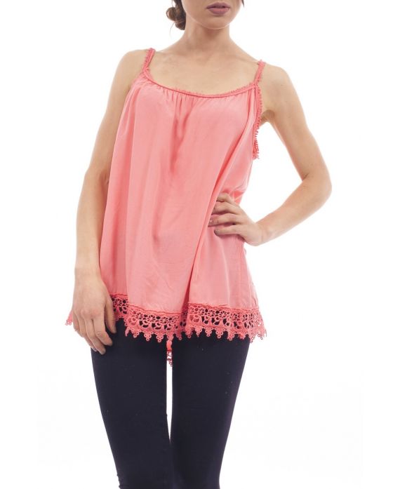 TOP A BRETELLES DENTELLE S9220 CORAIL