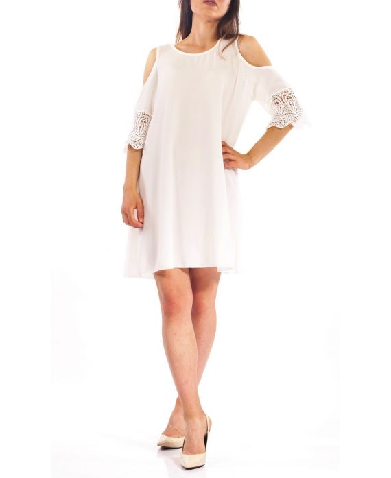 ROBE EPAULES DENUDEES S9285 BLANC