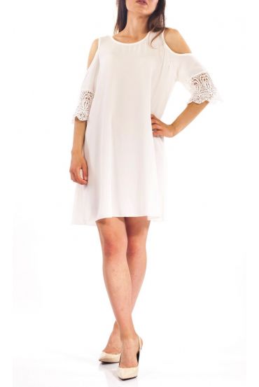 ROBE EPAULES DENUDEES S9285 BLANC