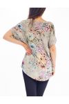T-SHIRT FLOWERS S9298 MILITARY GREEN
