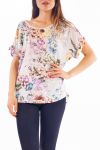 T-SHIRT mit BLUMEN S9298 GRAU