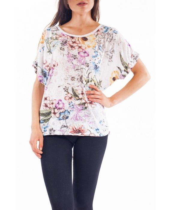 T-SHIRT FLOWERS S9298 WHITE