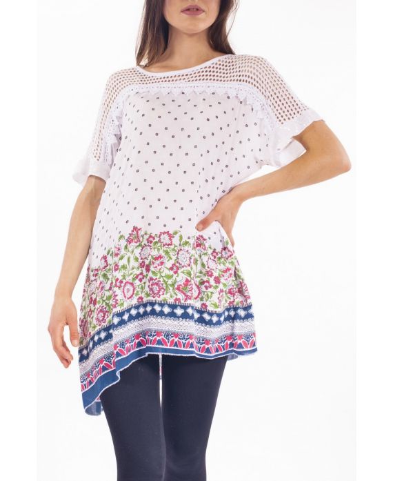 TUNIC BI MATERIAL S9271 WHITE