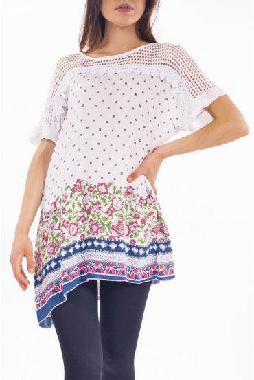 TUNIC BI MATERIAL S9271 WHITE
