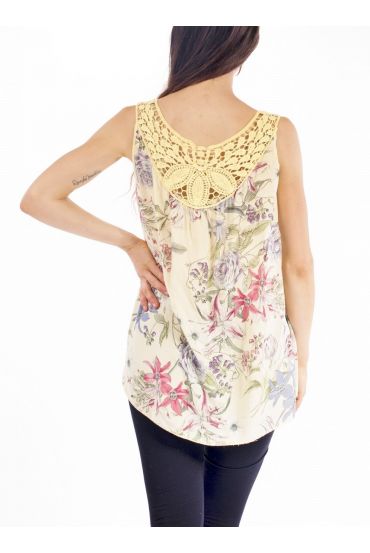 TOP IMPRIME DOS GUIPURE S9257 JAUNE