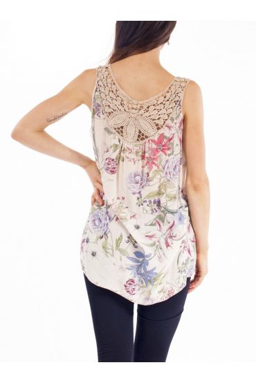 TOP IMPRIME DOS GUIPURE S9257 BEIGE
