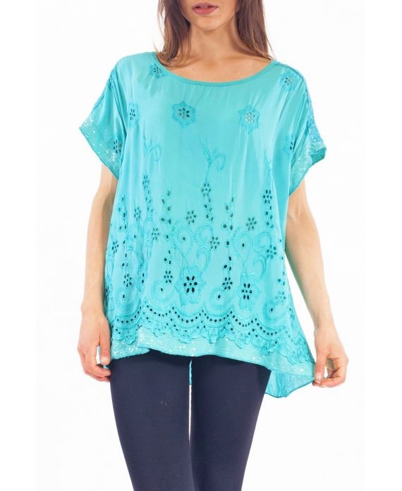 TUNIC EMBROIDERY SEQUINS S9268 BLUE LAGOON
