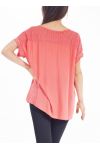 TUNIC EMBROIDERY SEQUINS S9268 CORAL