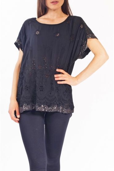 TÚNICA con BORDADOS de LENTEJUELAS S9268 NEGRO